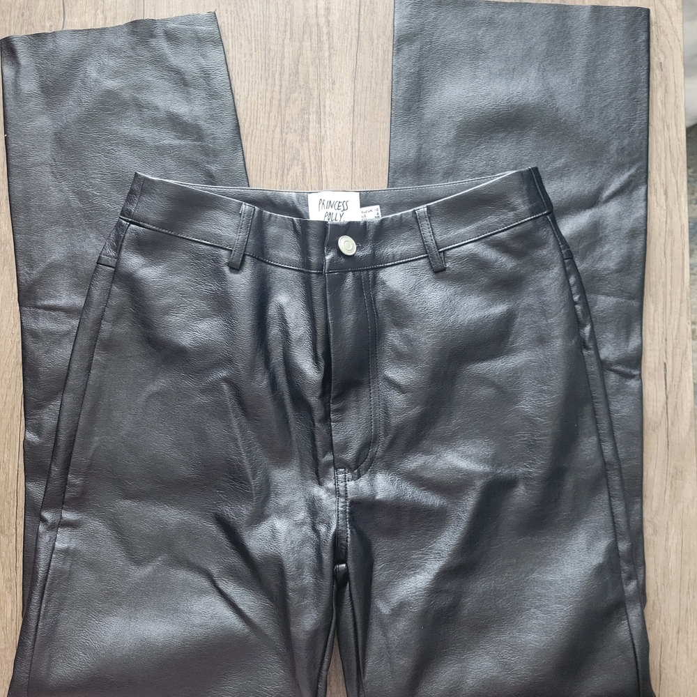 Princess Polly Black Leather Trousers